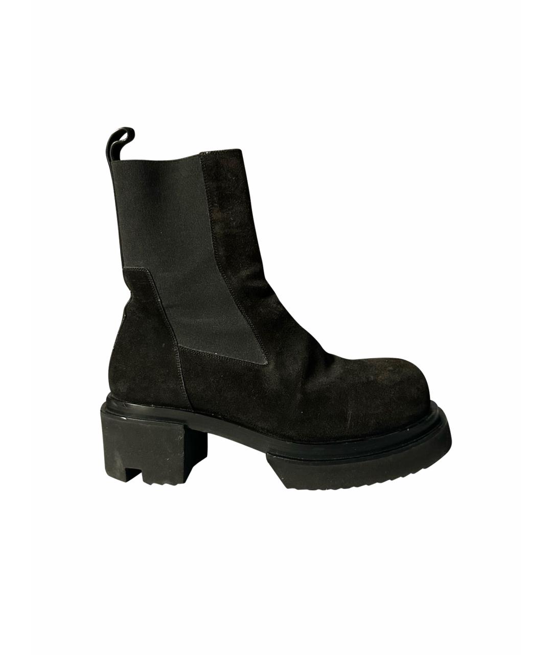 RICK OWENS Черные замшевые высокие ботинки, фото 1