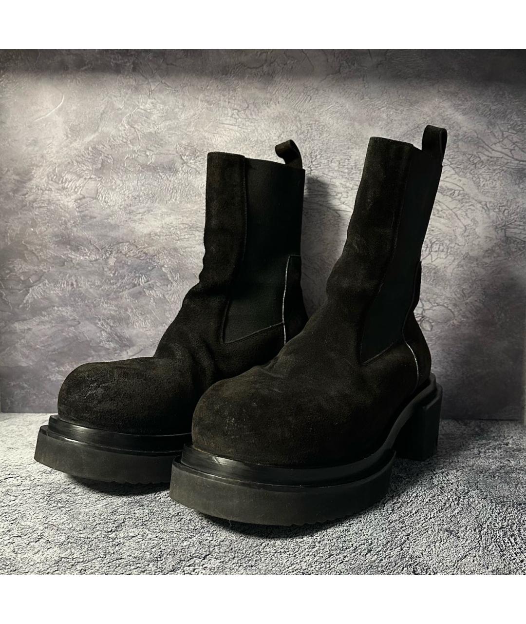 RICK OWENS Черные замшевые высокие ботинки, фото 2