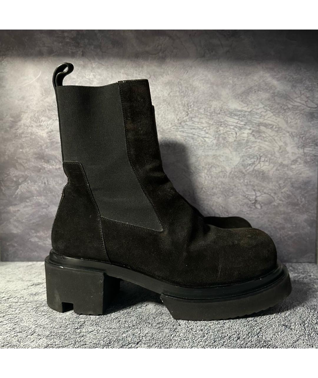 RICK OWENS Черные замшевые высокие ботинки, фото 8
