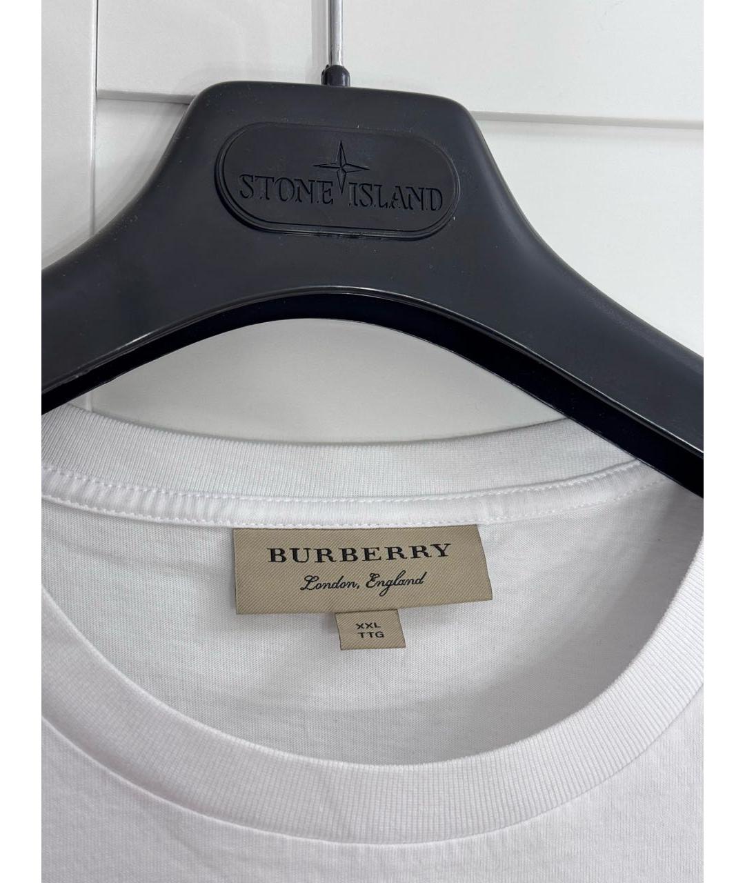 BURBERRY Белая хлопковая футболка, фото 4