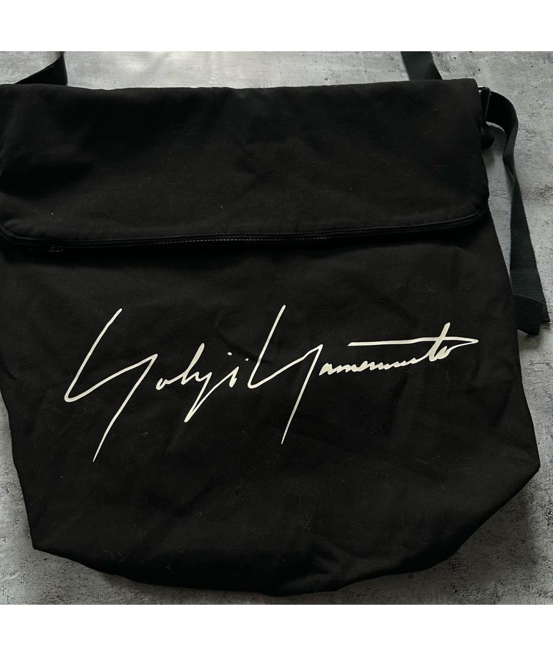 YOHJI YAMAMOTO Черная хлопковая сумка на плечо, фото 4