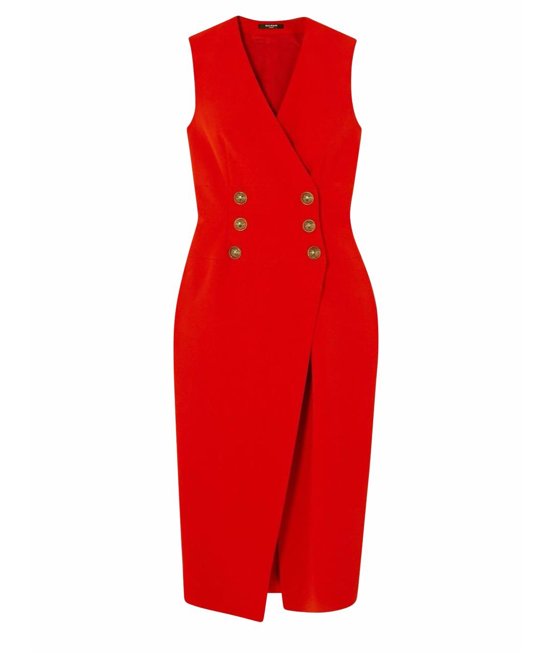 BALMAIN Красное коктейльное платье, фото 1