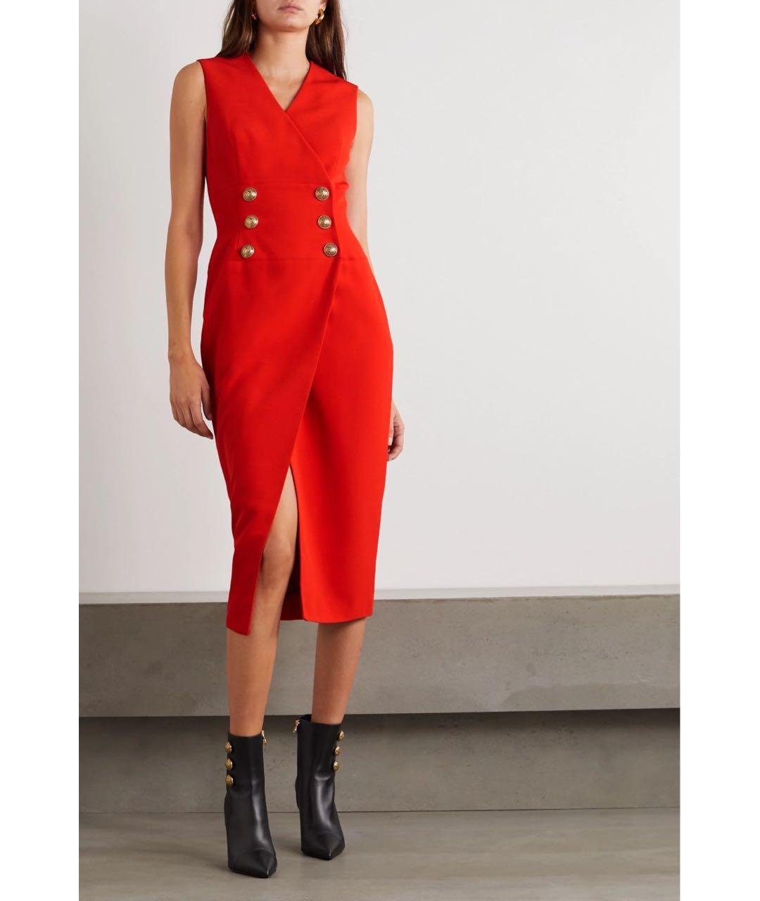 BALMAIN Красное коктейльное платье, фото 2