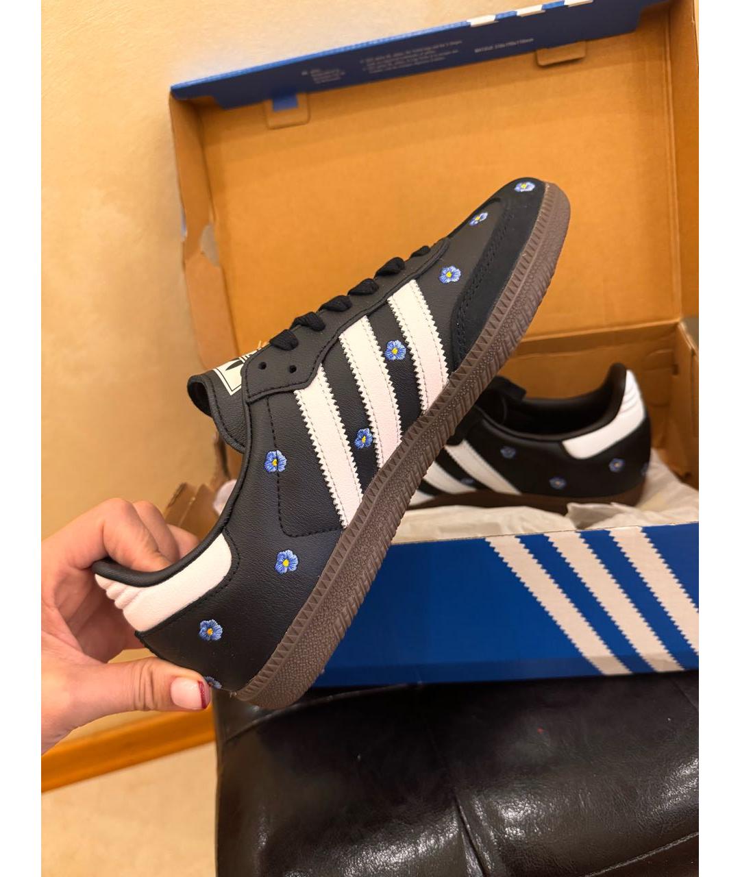 ADIDAS Черные кожаные кеды, фото 4
