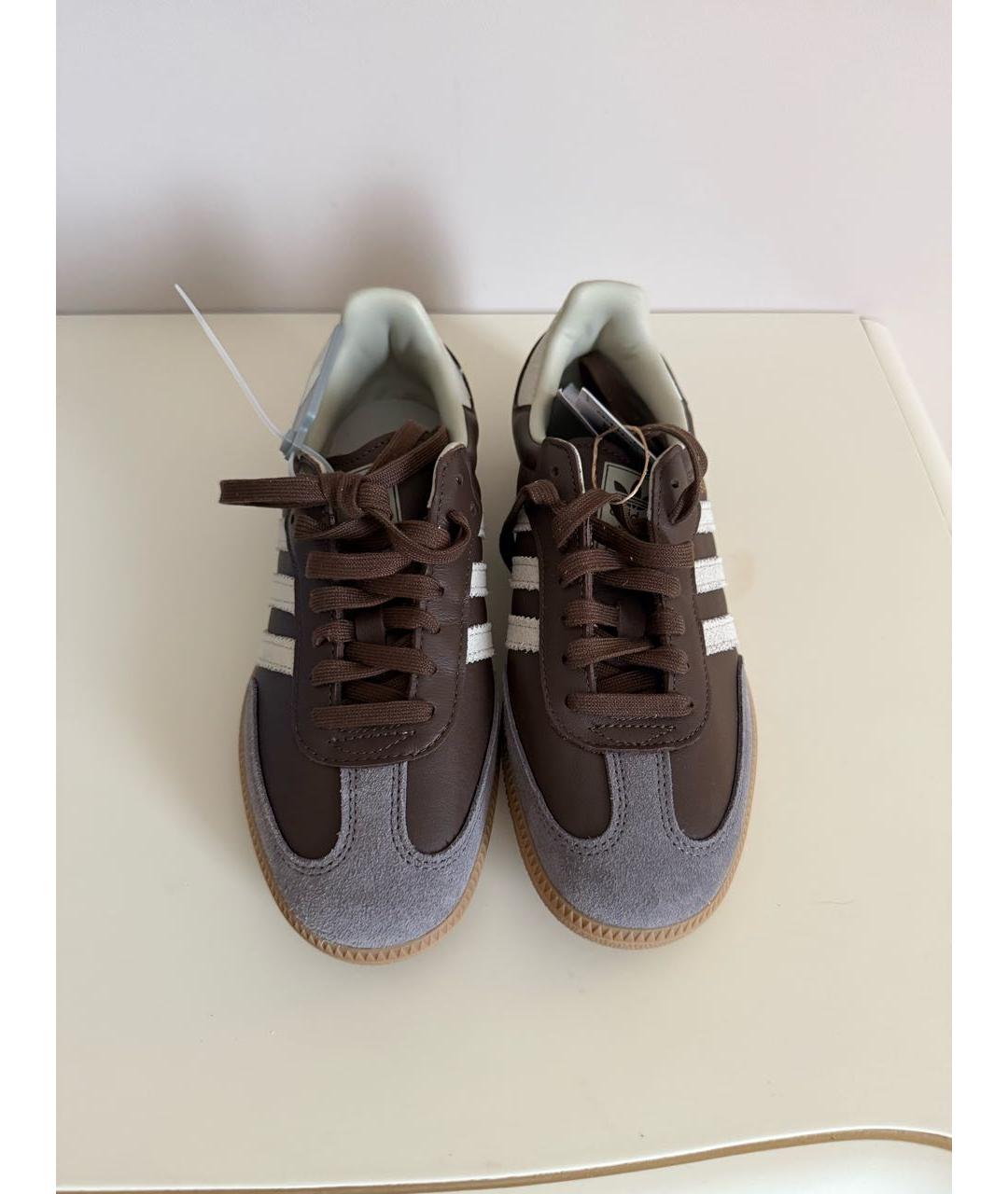 ADIDAS Коричневые кожаные кеды, фото 2