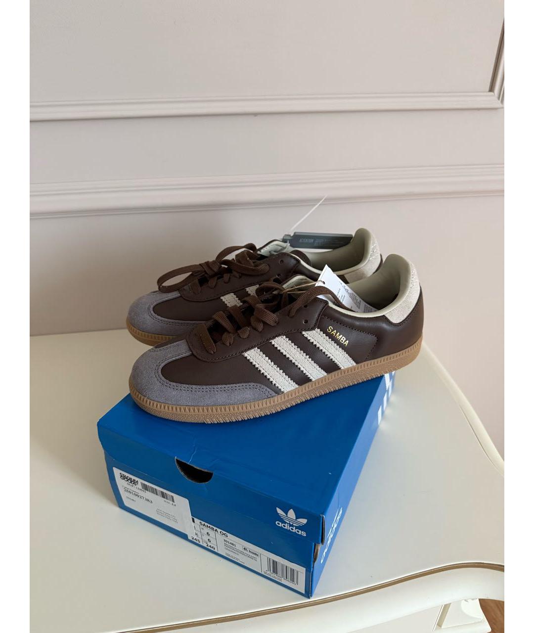 ADIDAS Коричневые кожаные кеды, фото 5
