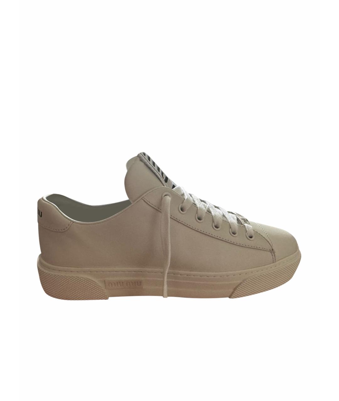 MIU MIU Белые кожаные кеды, фото 1