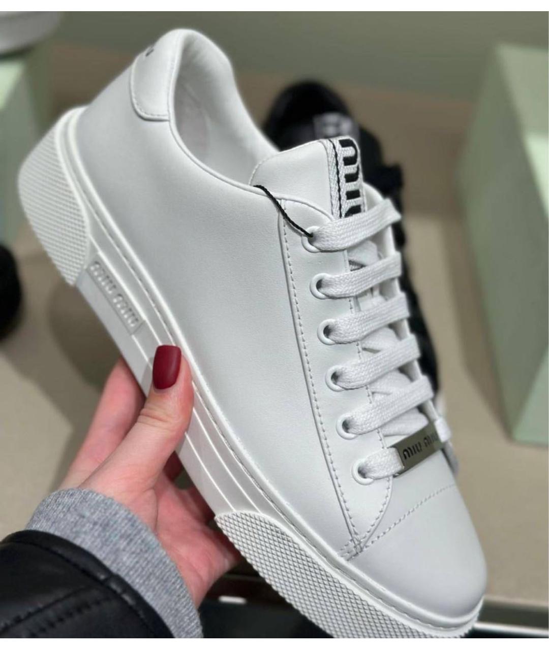 MIU MIU Белые кожаные кеды, фото 8