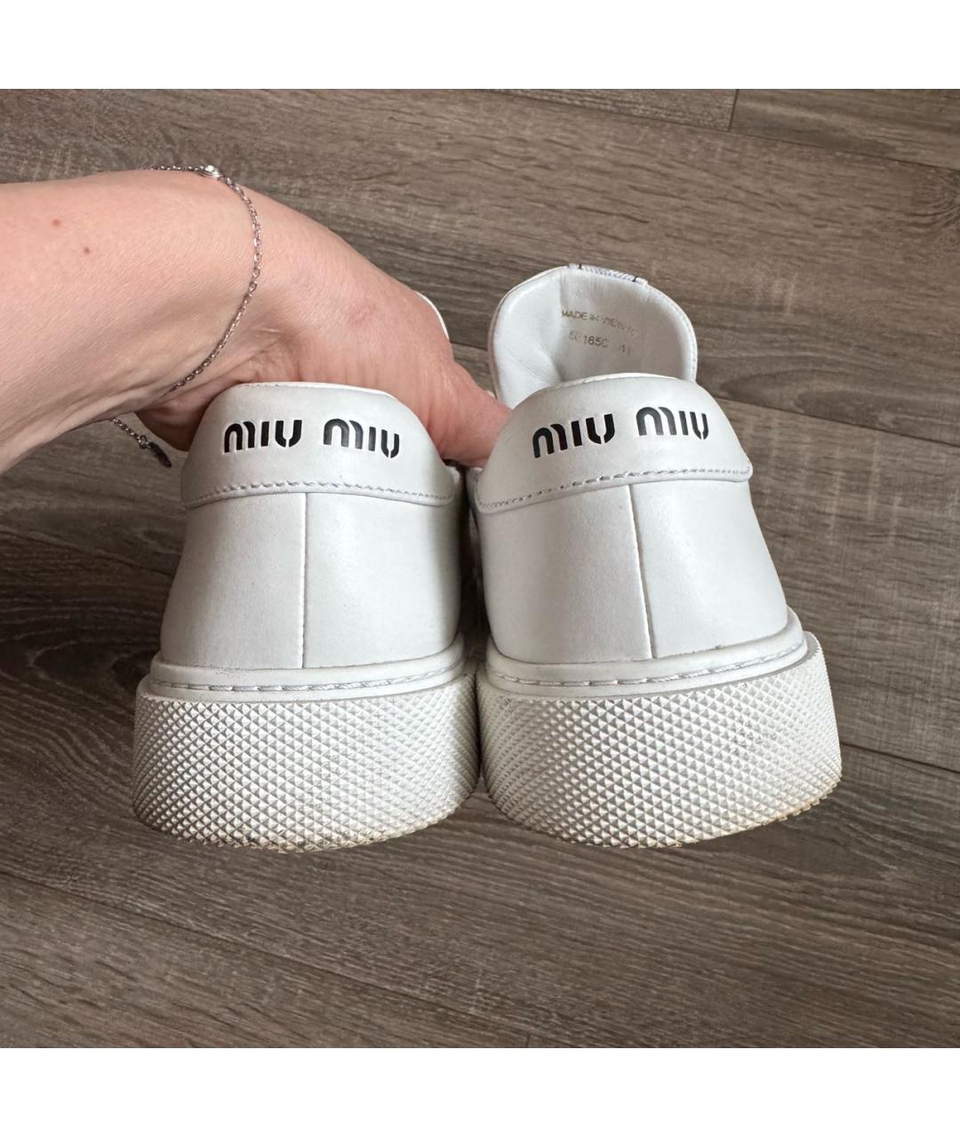 MIU MIU Белые кожаные кеды, фото 4