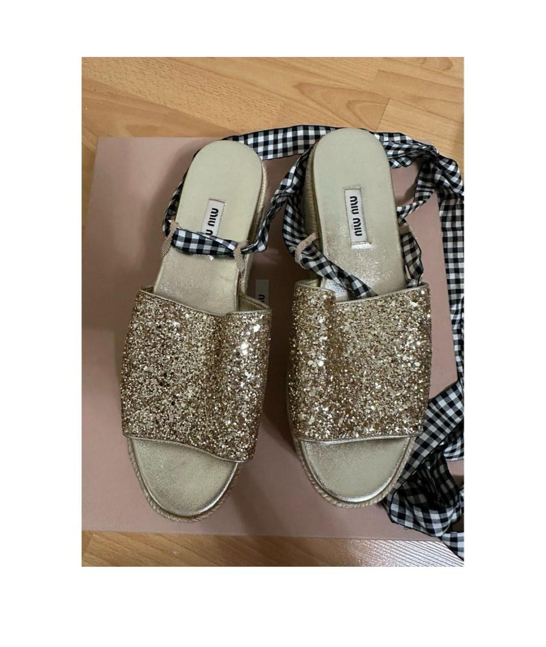 MIU MIU Серебряные кожаные босоножки, фото 2