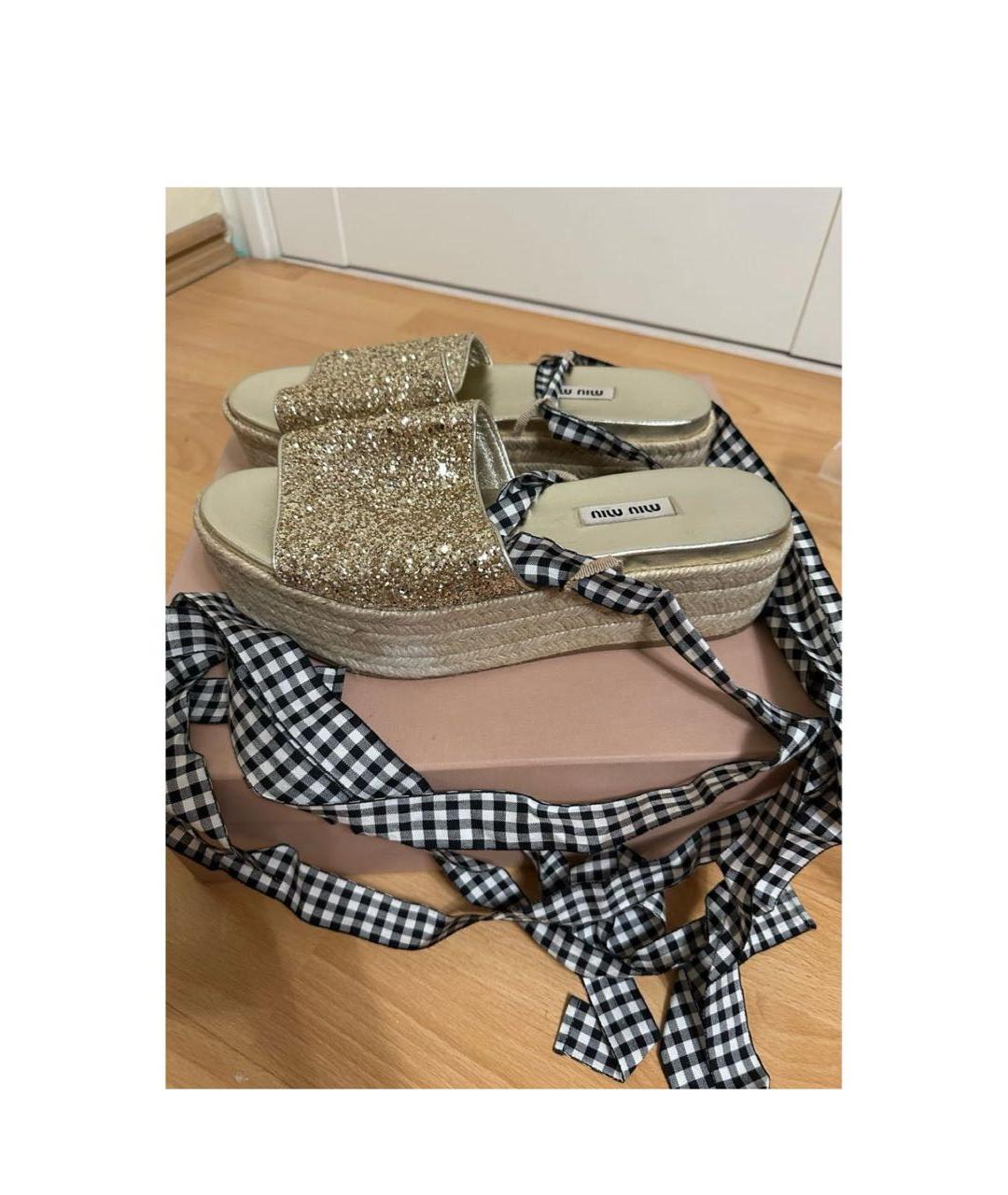 MIU MIU Серебряные кожаные босоножки, фото 4
