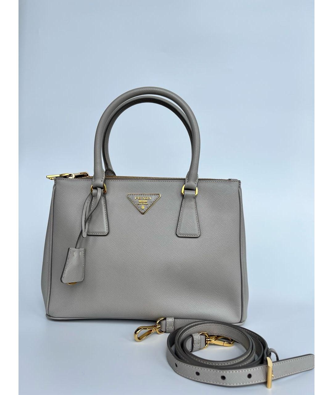 PRADA Серая кожаная сумка тоут, фото 9