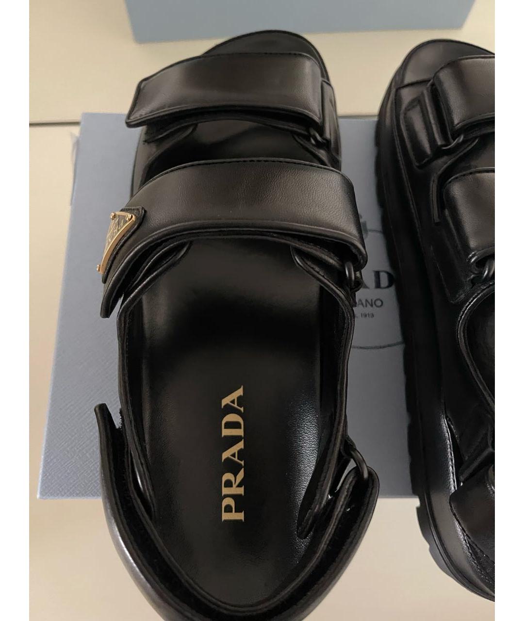 PRADA Черные кожаные сандалии, фото 3