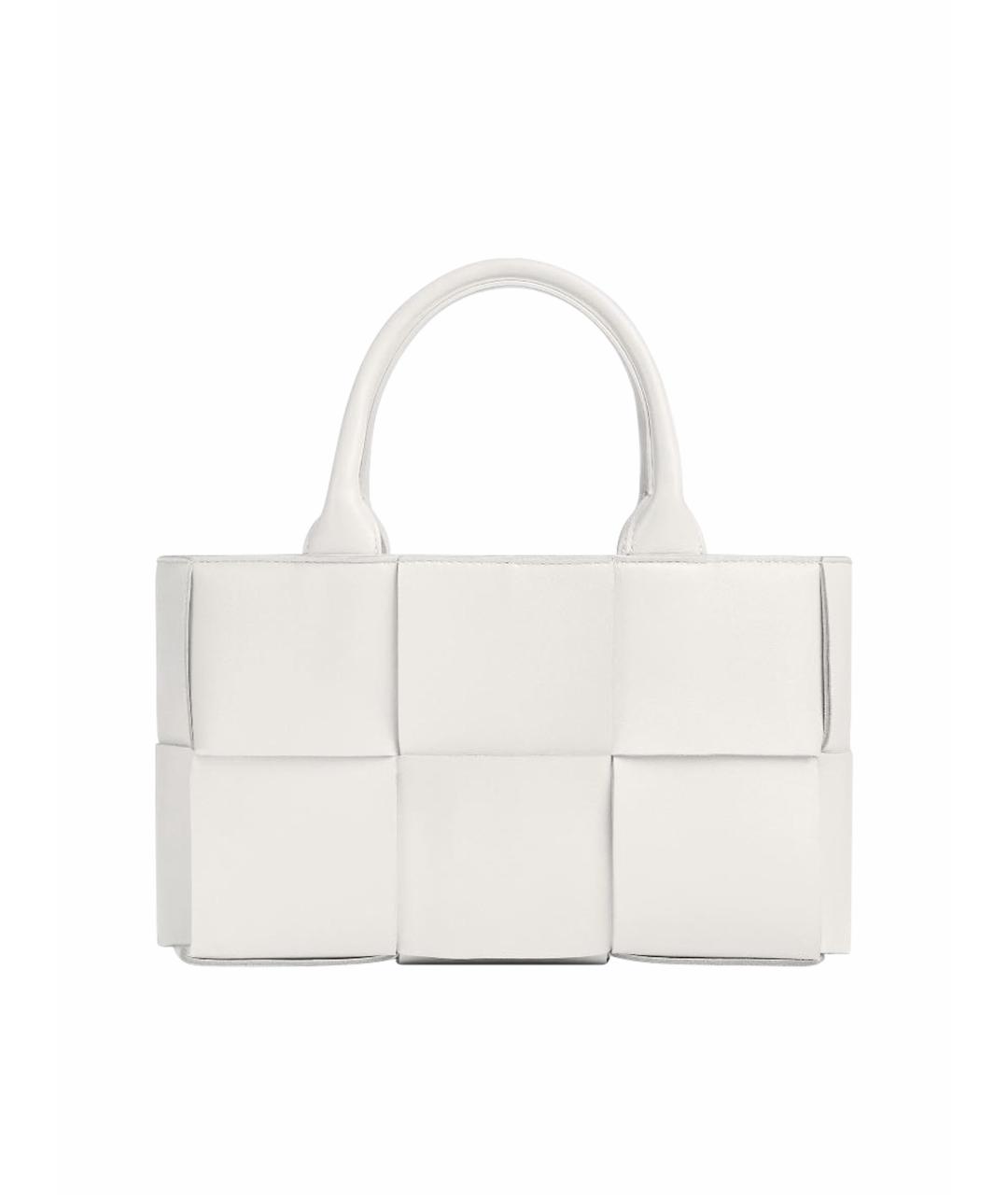 BOTTEGA VENETA Белая кожаная сумка с короткими ручками, фото 1