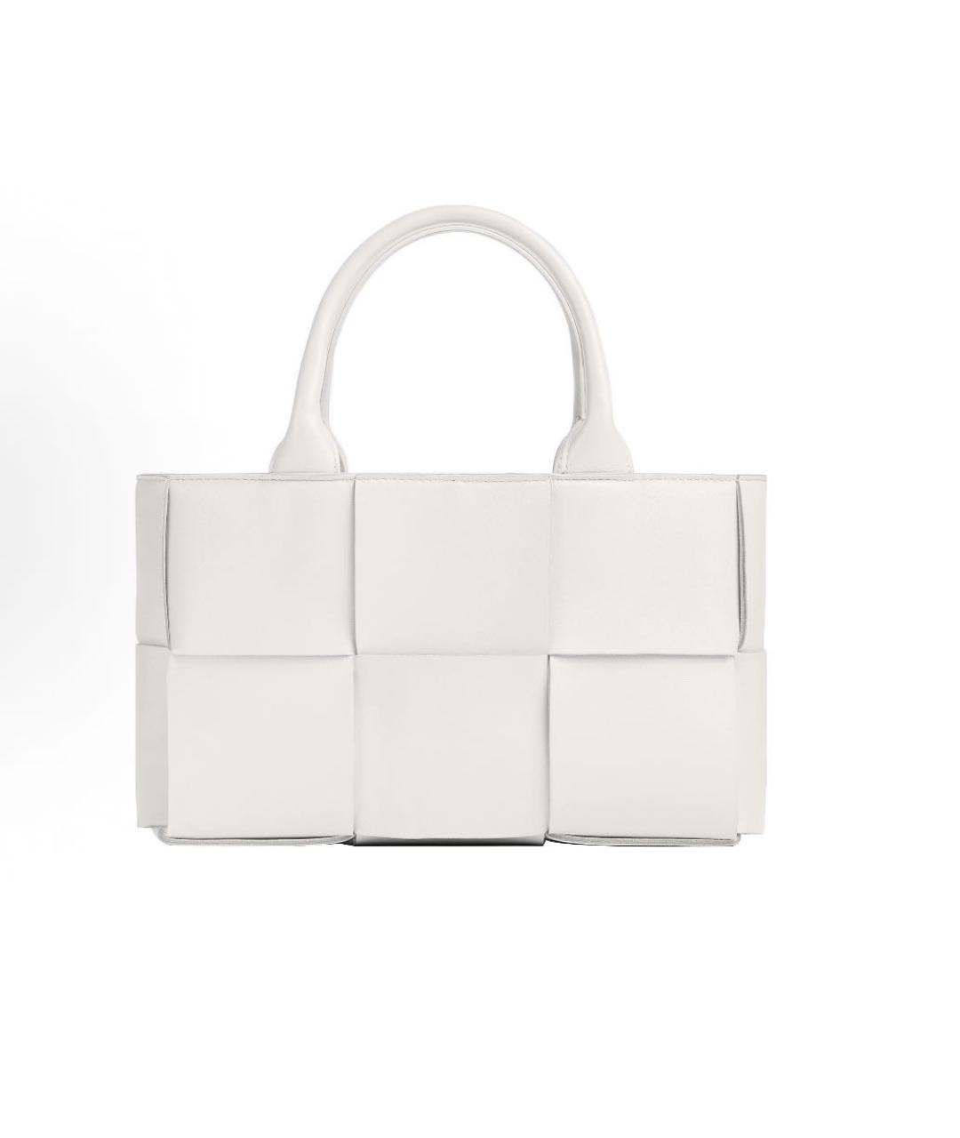 BOTTEGA VENETA Белая кожаная сумка с короткими ручками, фото 5