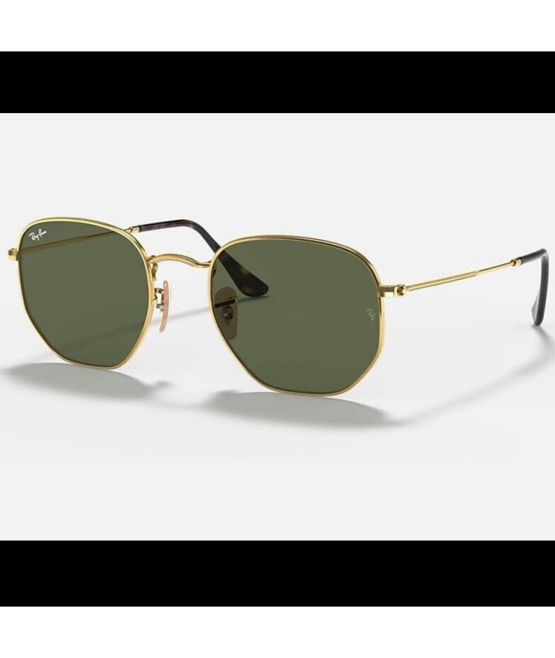 RAY BAN Золотые металлические солнцезащитные очки, фото 6
