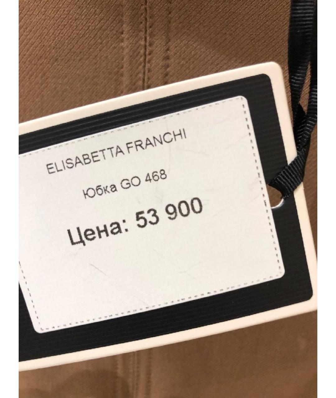 ELISABETTA FRANCHI Коричневая вискозная юбка миди, фото 6