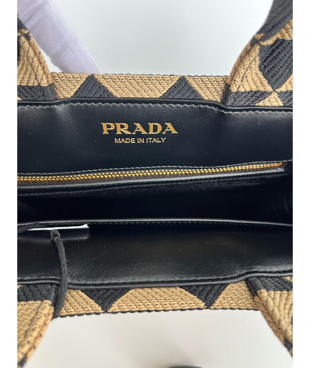 PRADA Бежевая жаккардовая сумка тоут, фото 6