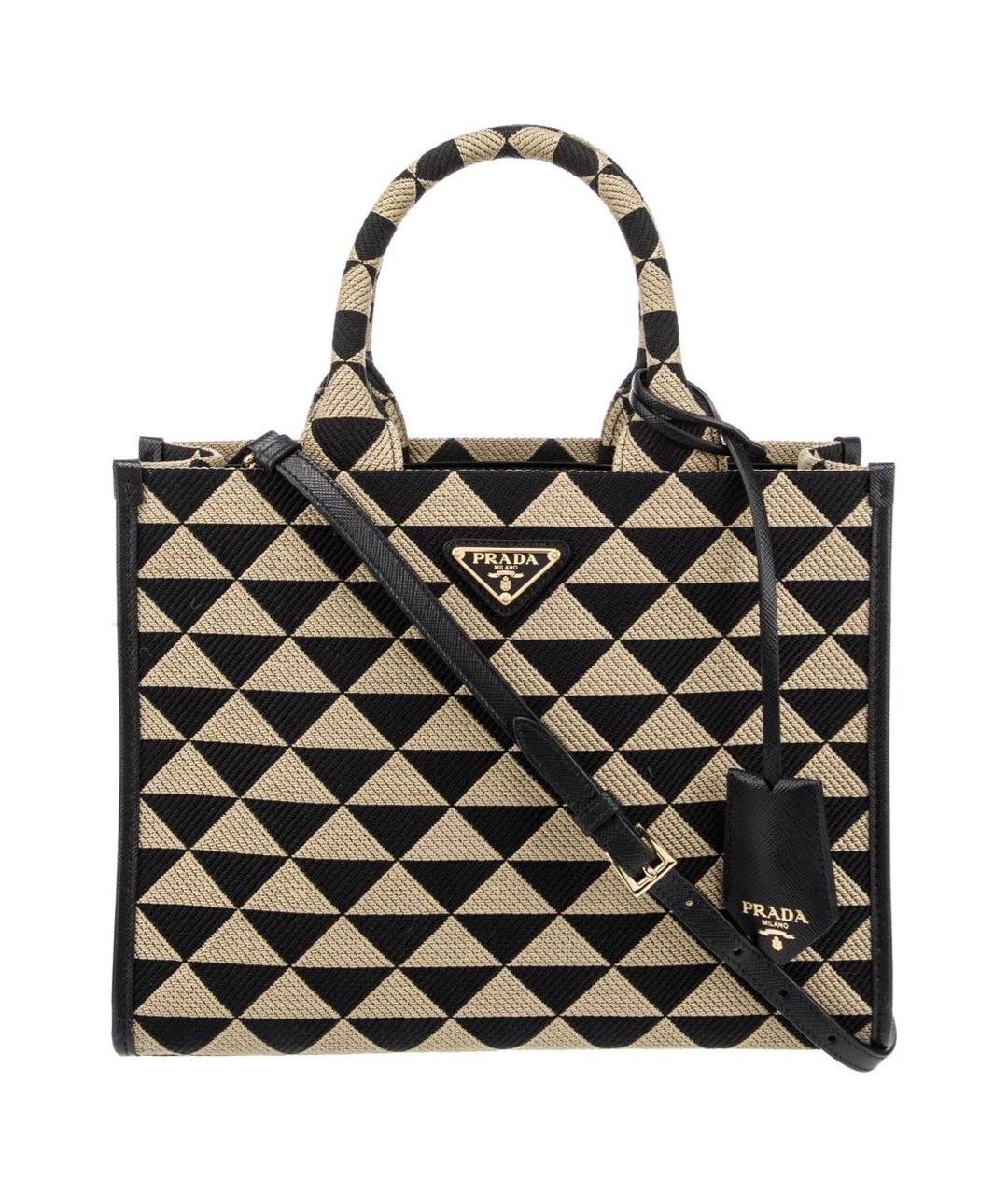 PRADA Бежевая жаккардовая сумка тоут, фото 7