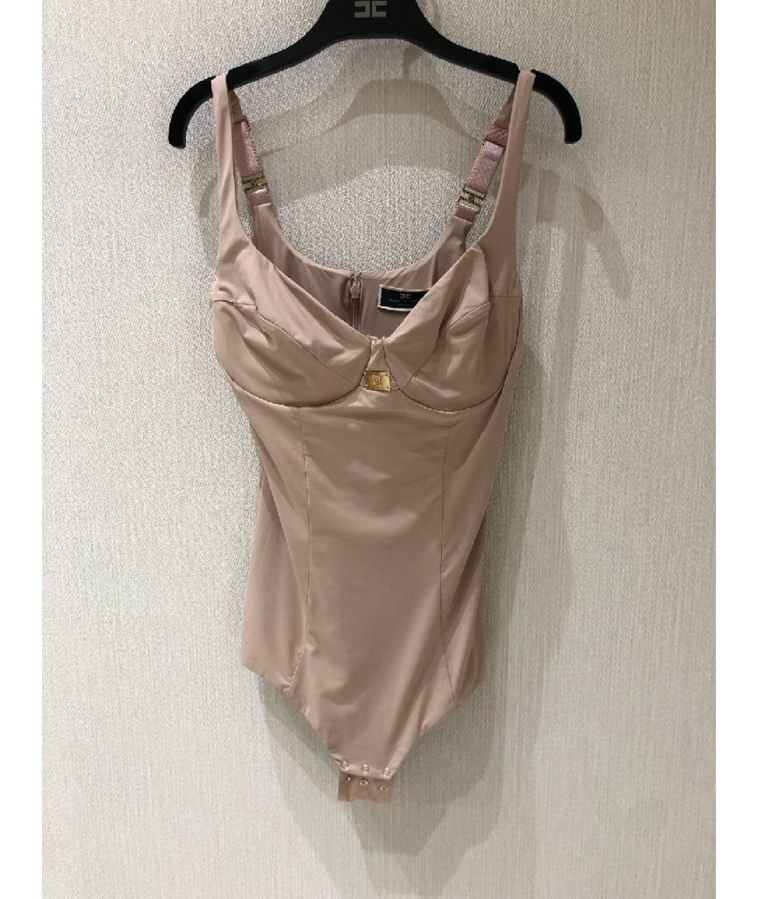 ELISABETTA FRANCHI Бежевое полиамидовое боди, фото 8