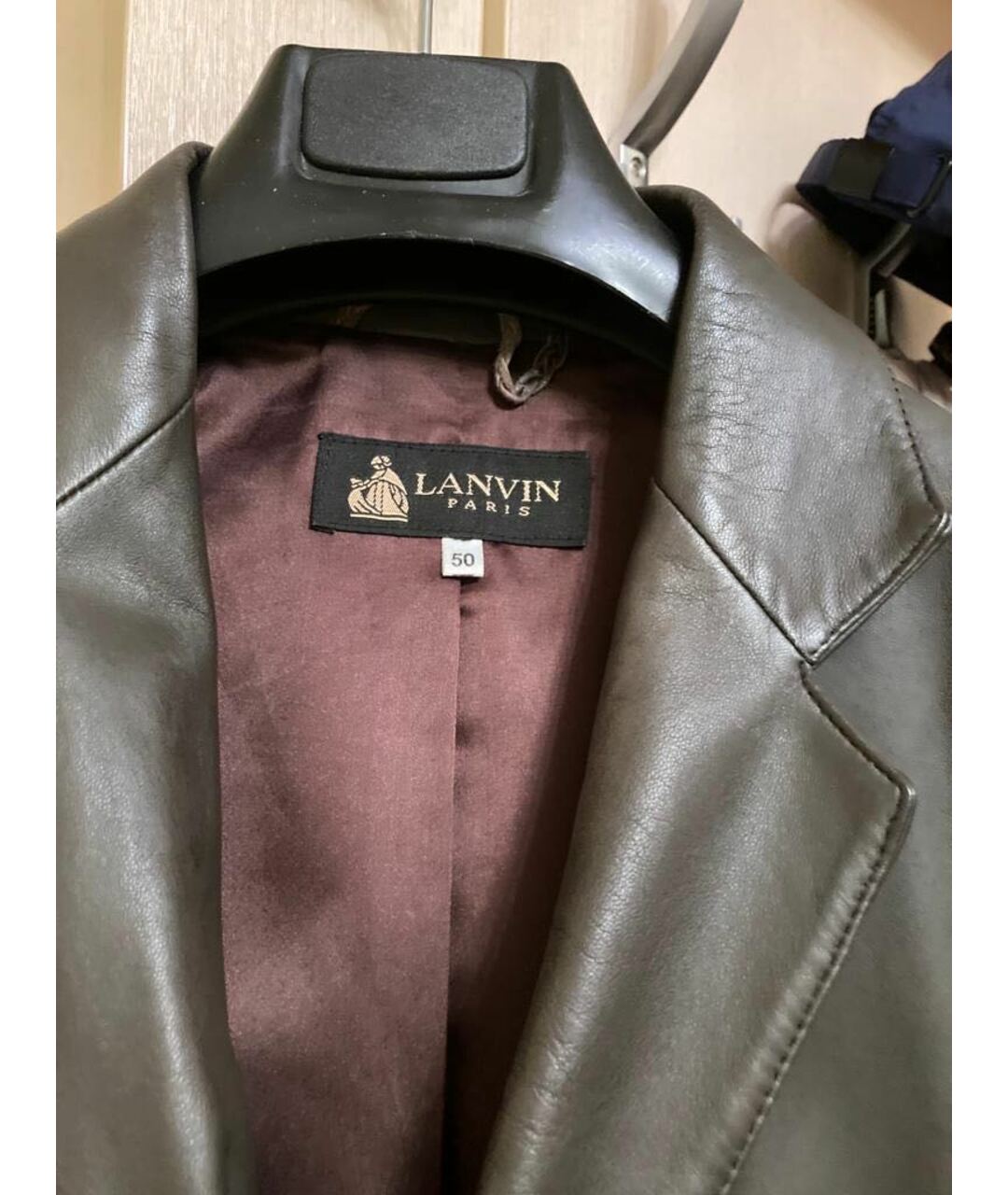 LANVIN Коричневый кожаный пиджак, фото 3