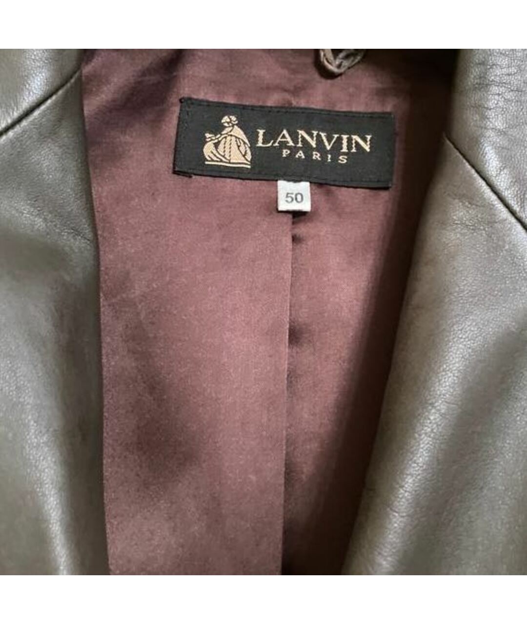 LANVIN Коричневый кожаный пиджак, фото 6