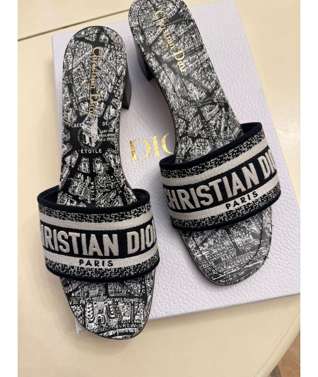 CHRISTIAN DIOR Черные текстильные мюли, фото 2