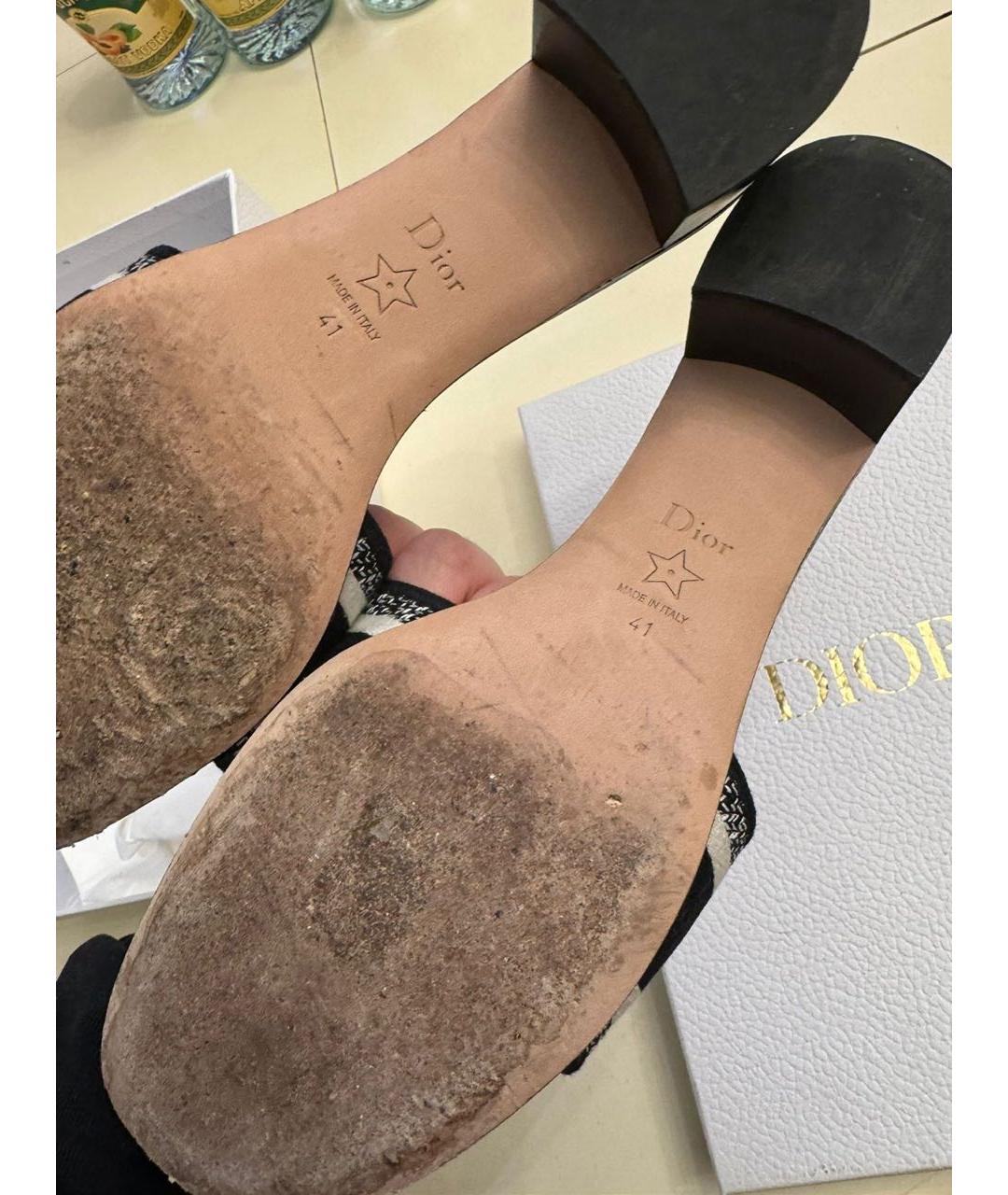 CHRISTIAN DIOR Черные текстильные мюли, фото 4