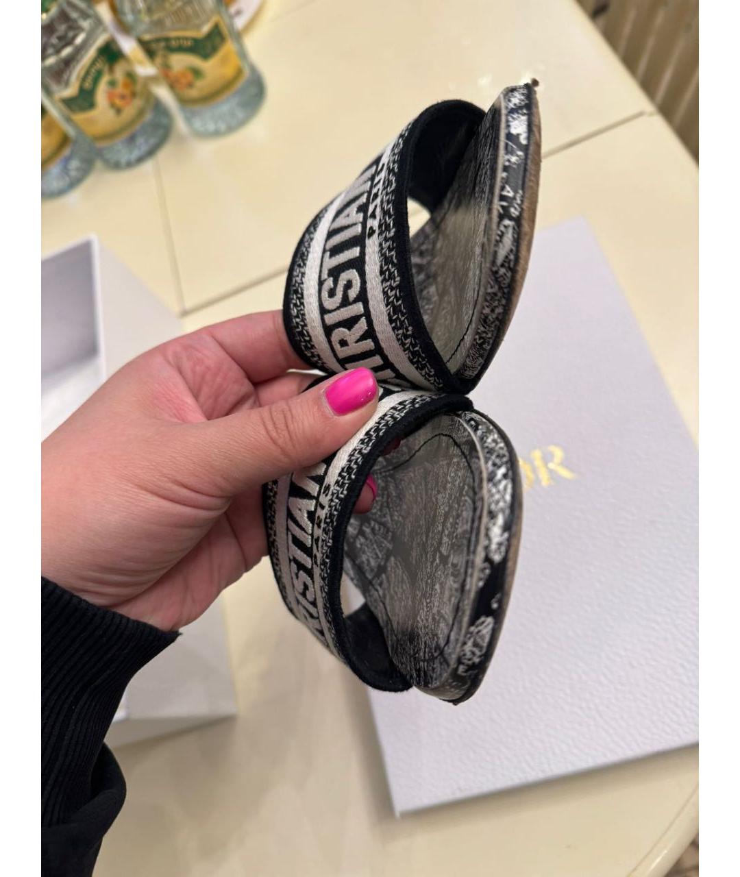 CHRISTIAN DIOR Черные текстильные мюли, фото 3
