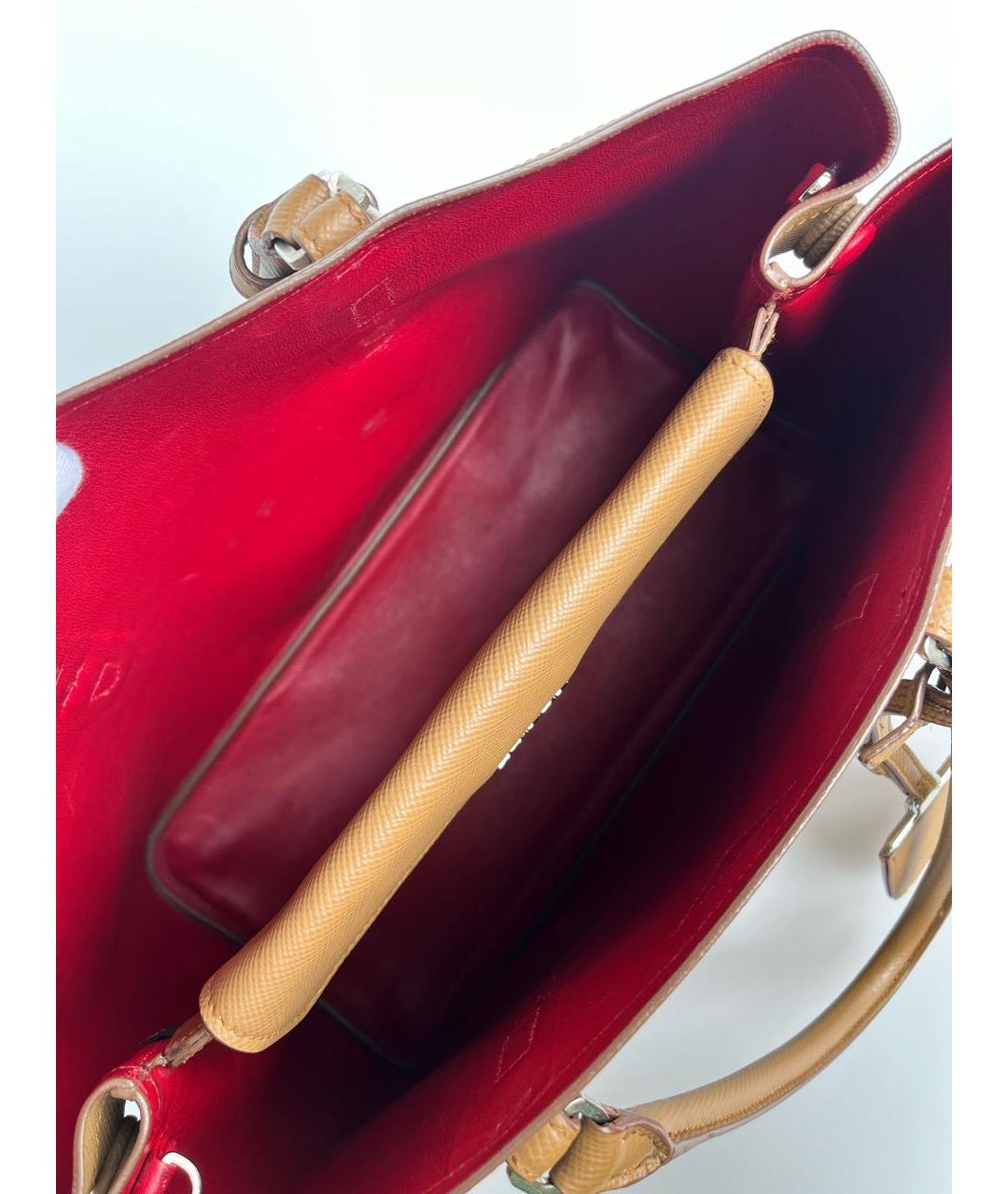 PRADA Бежевая кожаная сумка тоут, фото 5