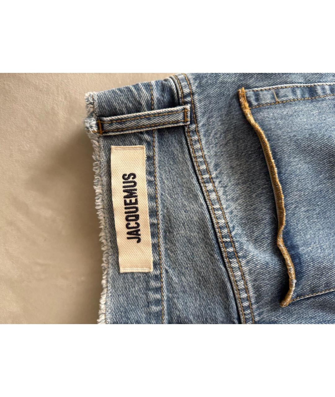 JACQUEMUS Голубые хлопковые прямые джинсы, фото 4