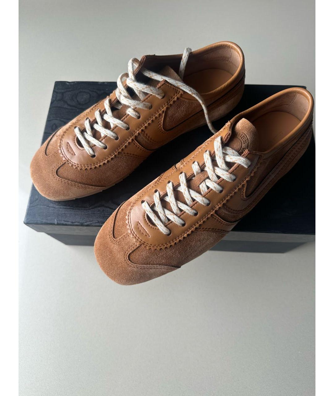 DRIES VAN NOTEN Коричневые замшевые кроссовки, фото 4