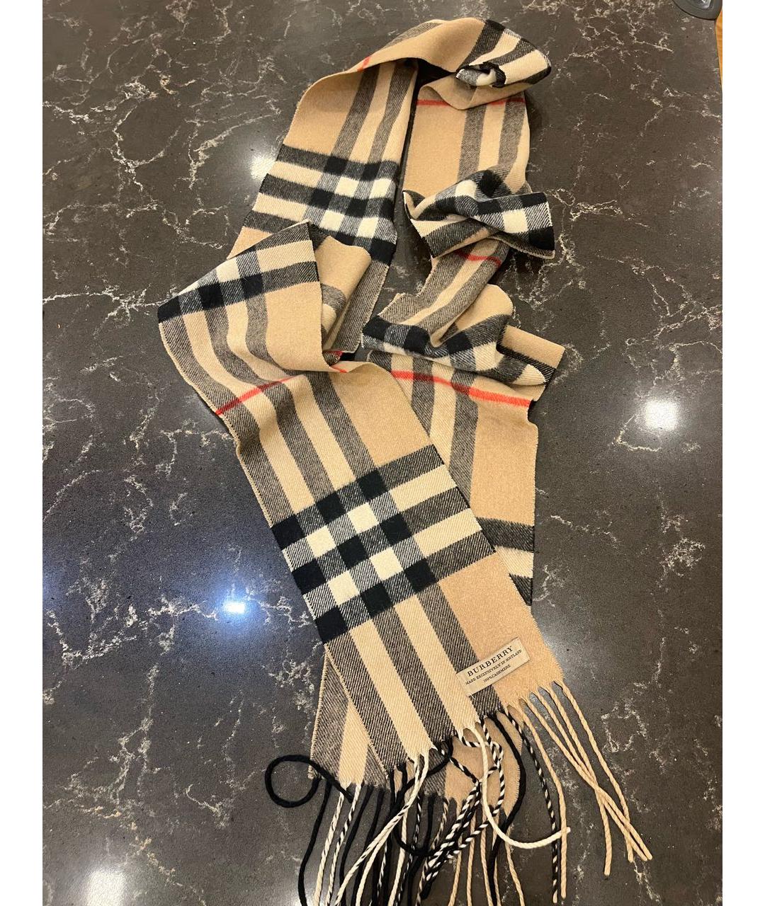 BURBERRY Бежевый кашемировый шарф, фото 5