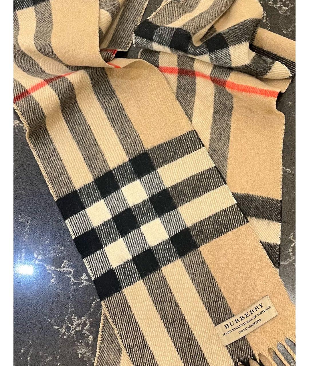 BURBERRY Бежевый кашемировый шарф, фото 2
