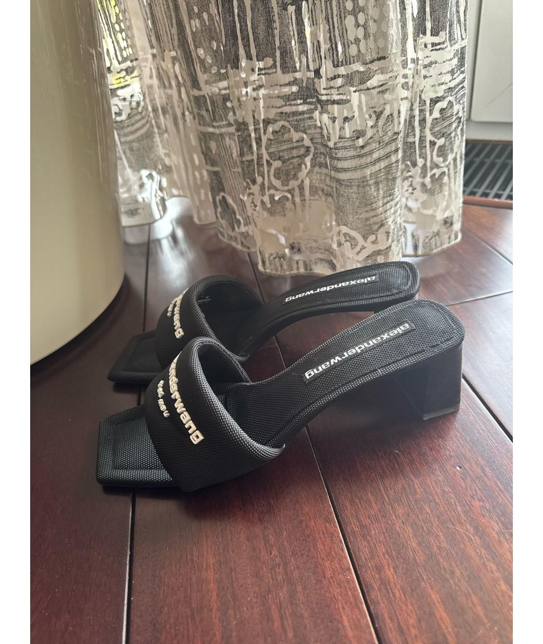 ALEXANDER WANG Черные текстильные мюли, фото 3