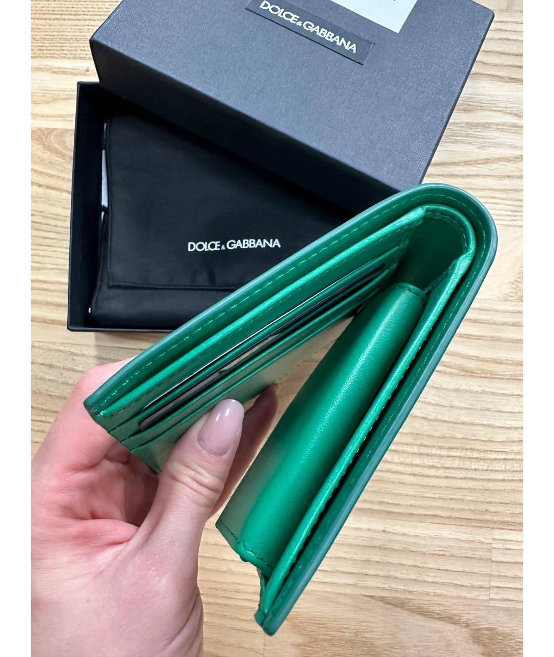 DOLCE&GABBANA Зеленый кожаный кошелек, фото 3