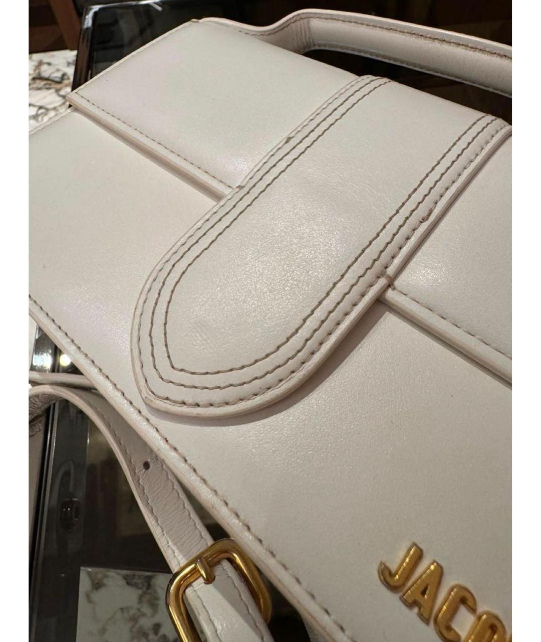 JACQUEMUS Белая кожаная сумка через плечо, фото 4