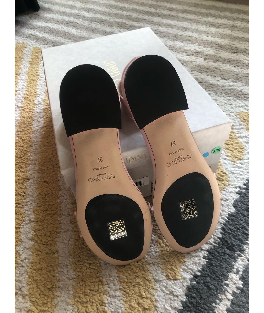 JIMMY CHOO Розовые кожаные босоножки, фото 3