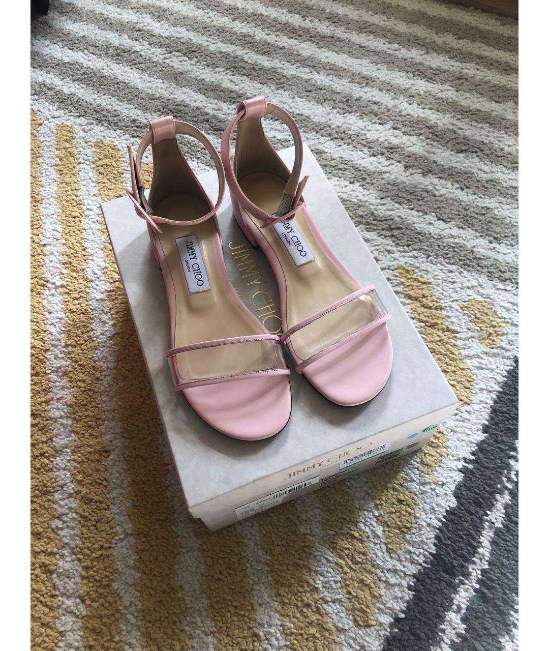 JIMMY CHOO Розовые кожаные босоножки, фото 2