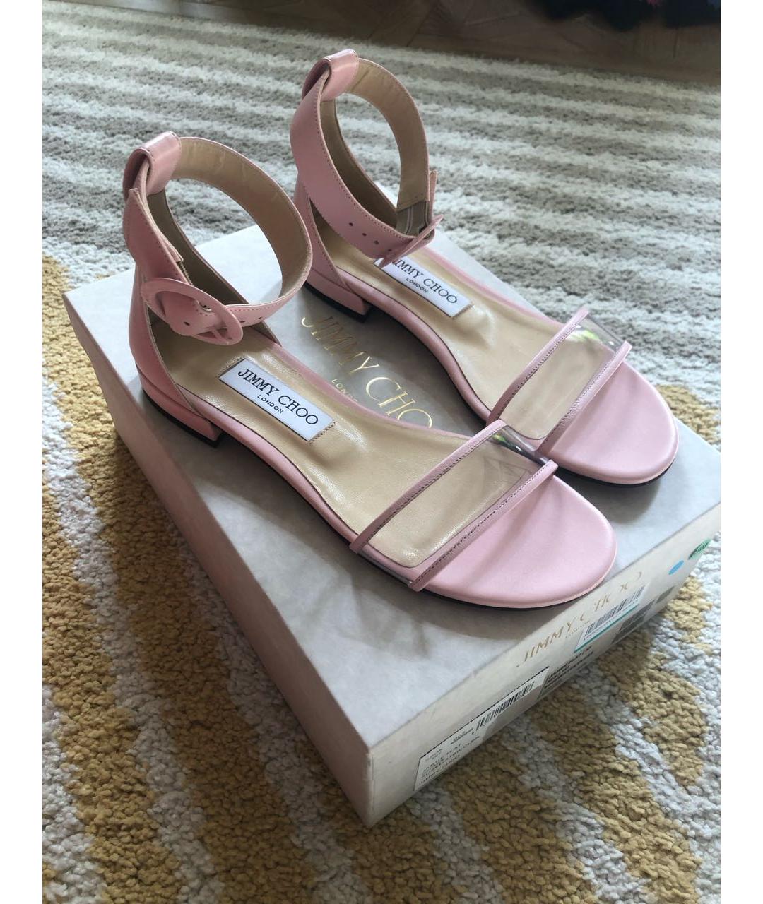 JIMMY CHOO Розовые кожаные босоножки, фото 6