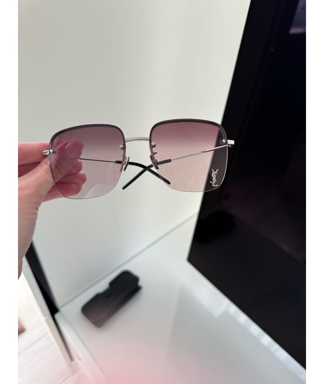 SAINT LAURENT Розовые металлические солнцезащитные очки, фото 4