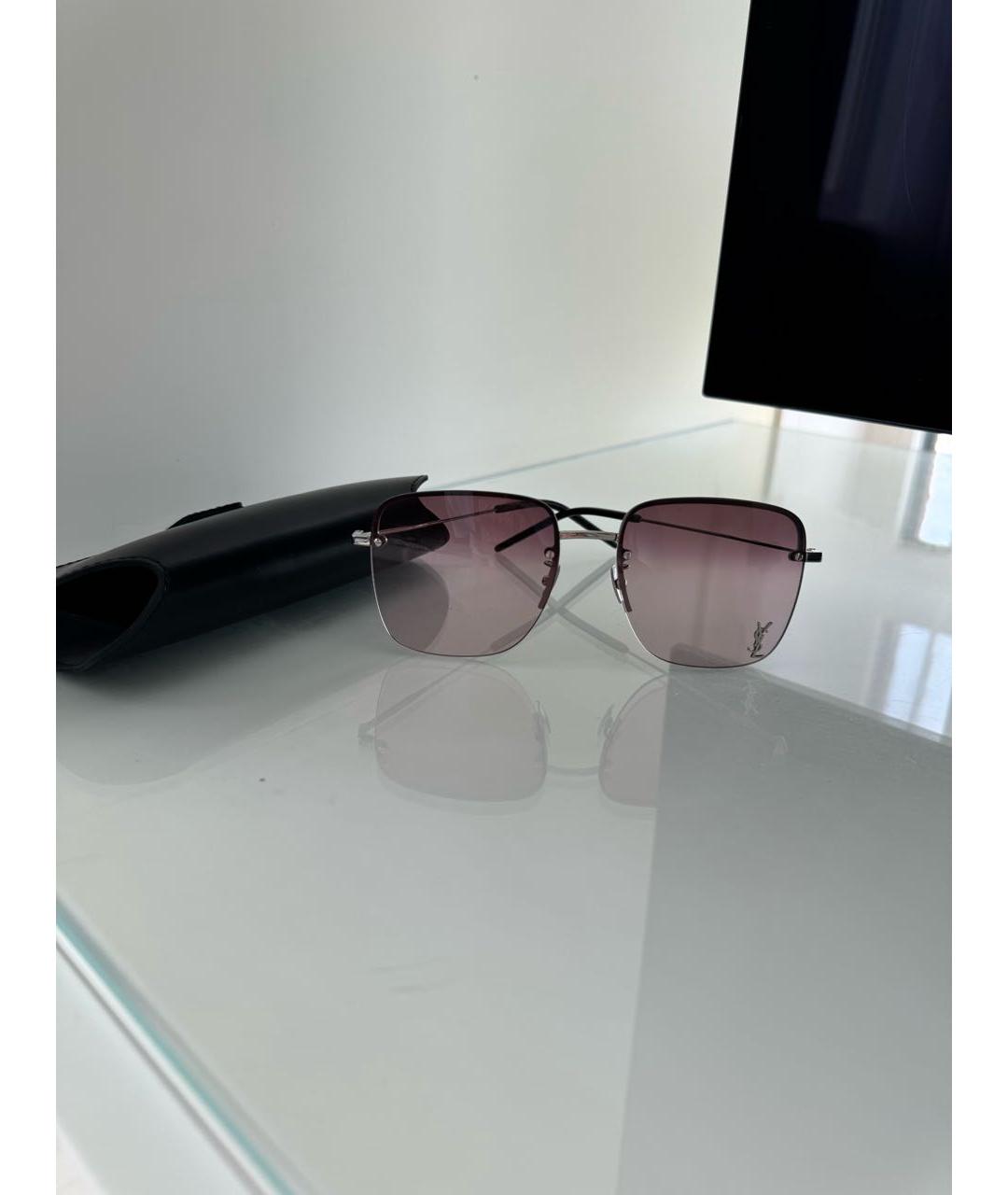 SAINT LAURENT Розовые металлические солнцезащитные очки, фото 2