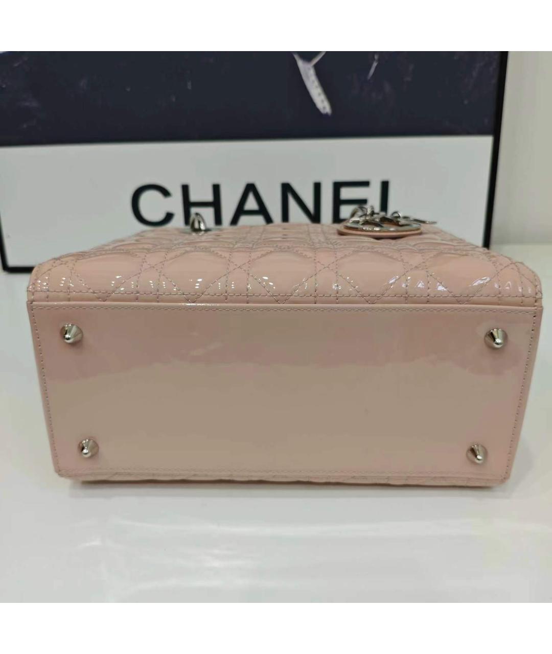 CHRISTIAN DIOR Розовая сумка с короткими ручками из лакированной кожи, фото 6