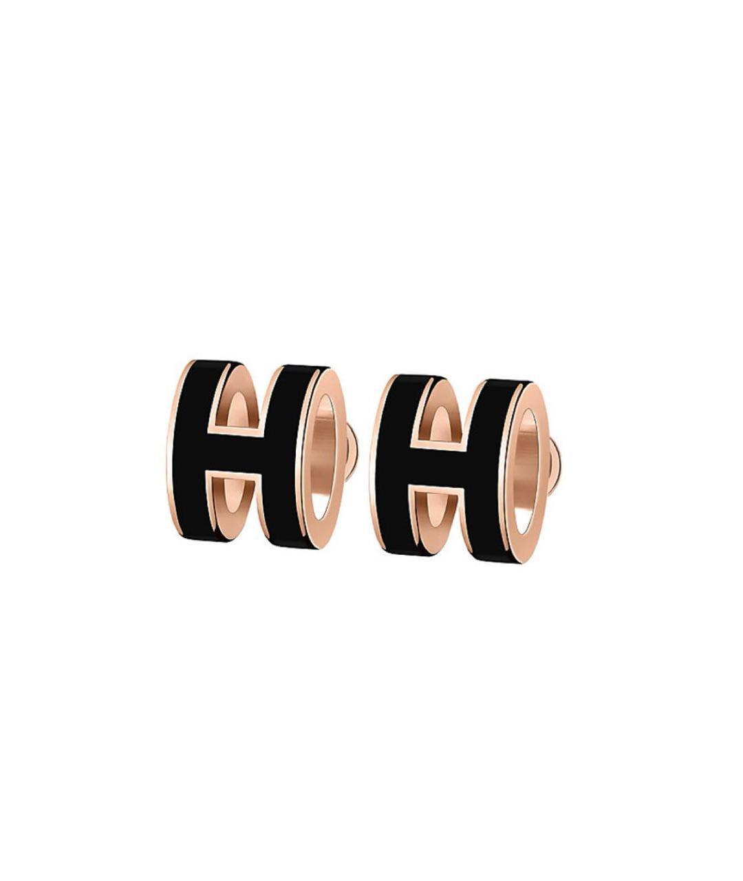 HERMES Черные серьги из розового золота, фото 3