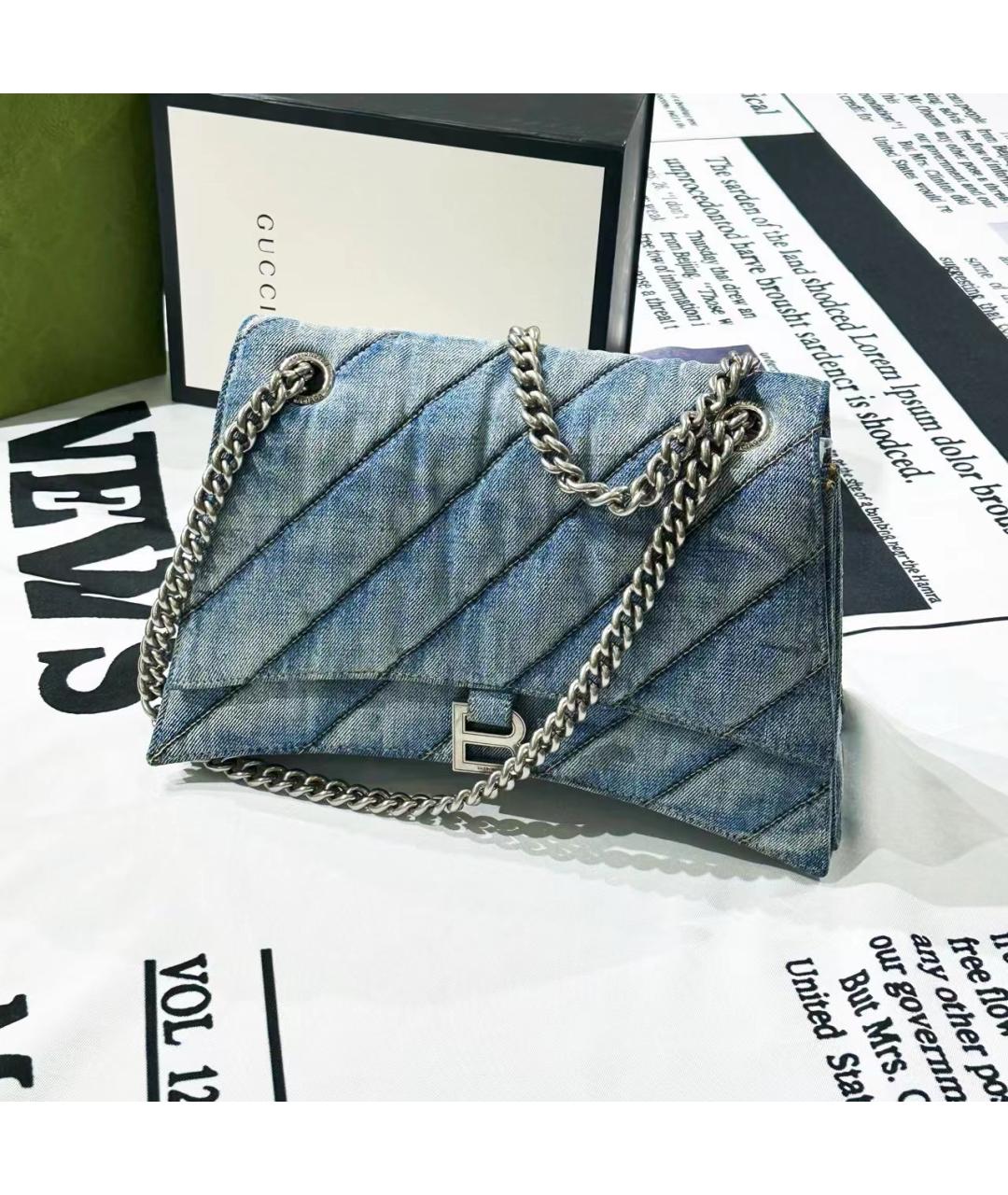 BALENCIAGA Голубая деним сумка через плечо, фото 3