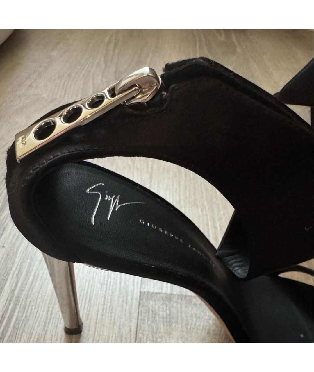 GIUSEPPE ZANOTTI DESIGN Черные текстильные босоножки, фото 6