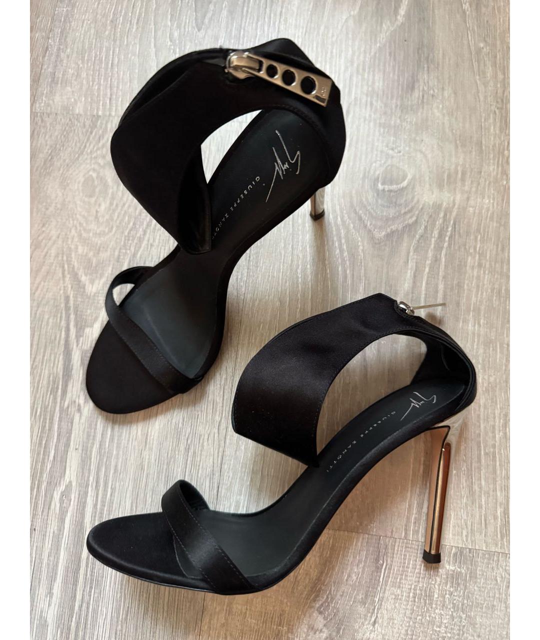 GIUSEPPE ZANOTTI DESIGN Черные текстильные босоножки, фото 2