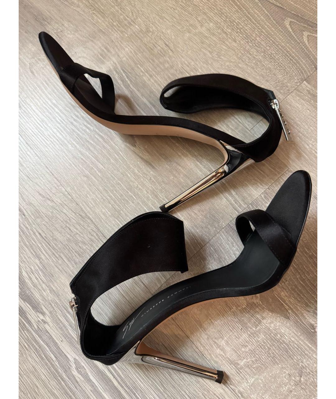 GIUSEPPE ZANOTTI DESIGN Черные текстильные босоножки, фото 7