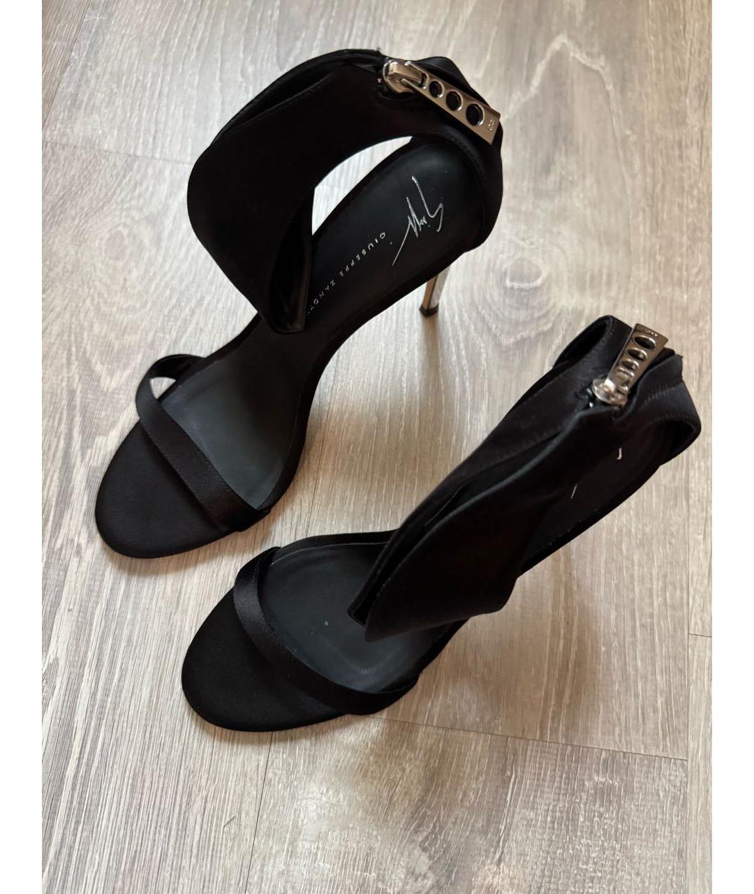GIUSEPPE ZANOTTI DESIGN Черные текстильные босоножки, фото 4