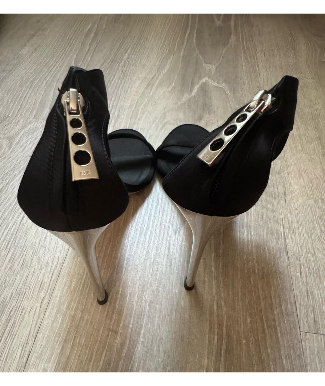 GIUSEPPE ZANOTTI DESIGN Черные текстильные босоножки, фото 5